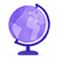 Purple desk globe icon