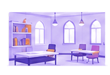 Study room arched windows